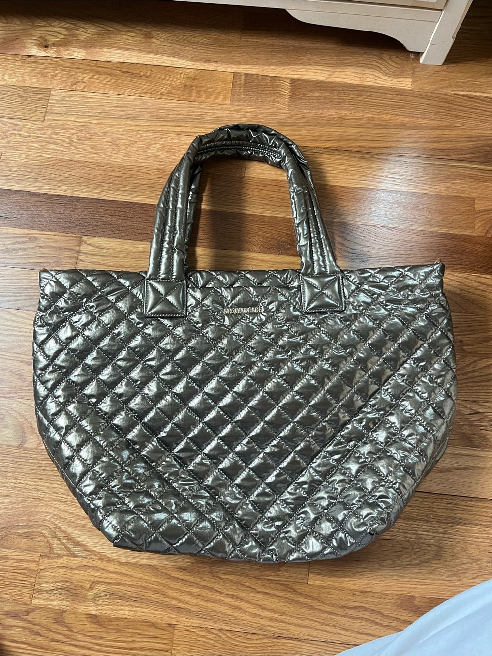 MZ Wallace Large Metro Tote Deluxe in Color Moondust Metallic.